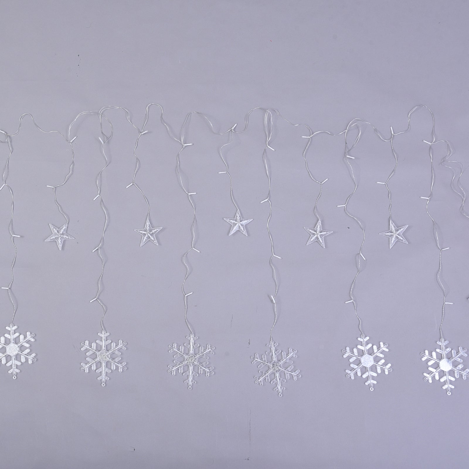 126 LED Vorhang warmweiße Lichterkette - Schneeflocken, 3xAA (nicht inkl.), Größe 350x85 cm