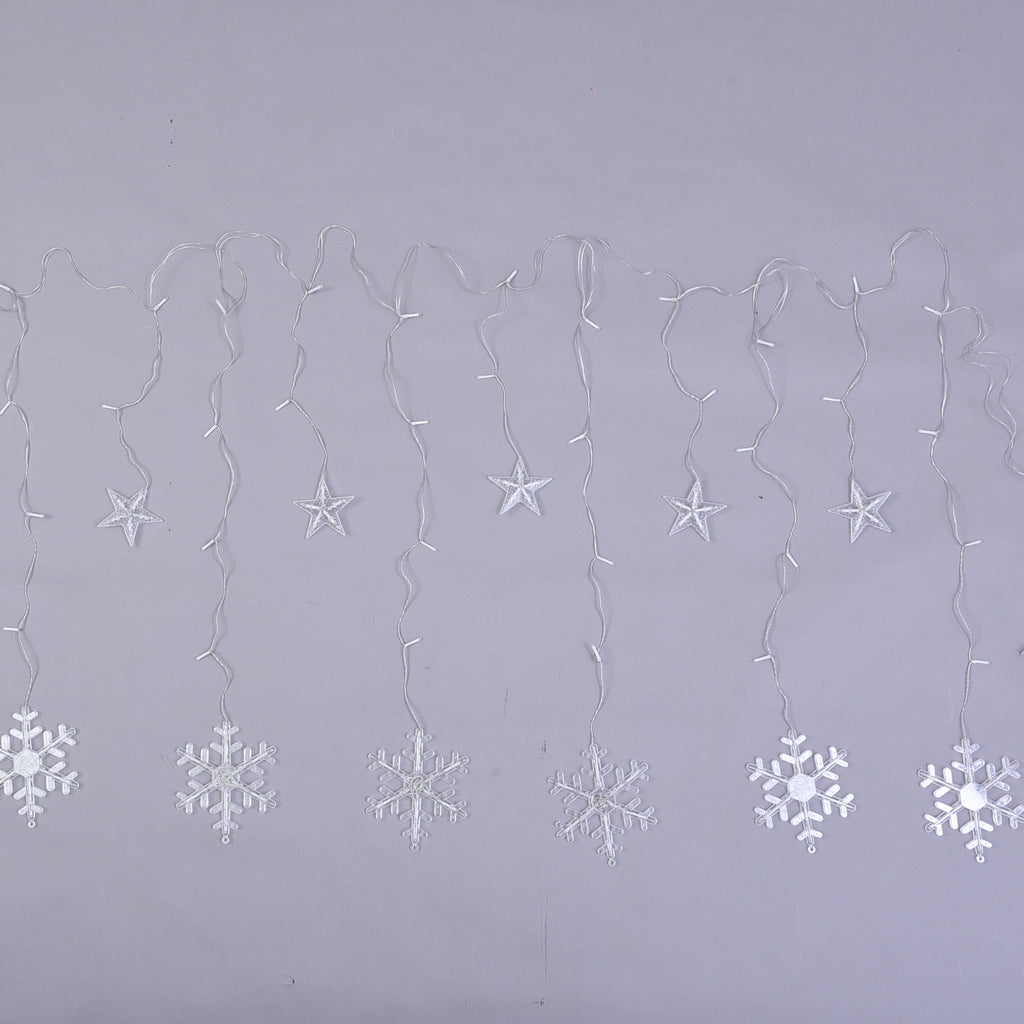 126 LED Vorhang warmweiße Lichterkette - Schneeflocken, 3xAA (nicht inkl.), Größe 350x85 cm