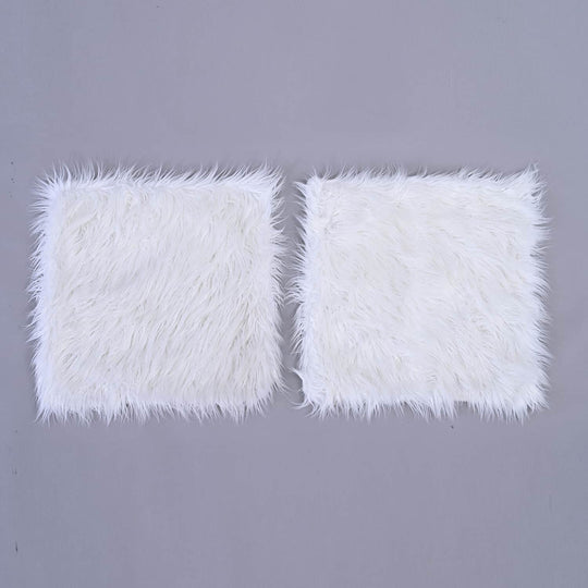 2er-Set Kunstfell Kissenbezug (45x45 cm), weiß