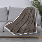 2-Lagige Flanelldecke mit Sherpa-Futter,150x200 cm, Kord-Grau