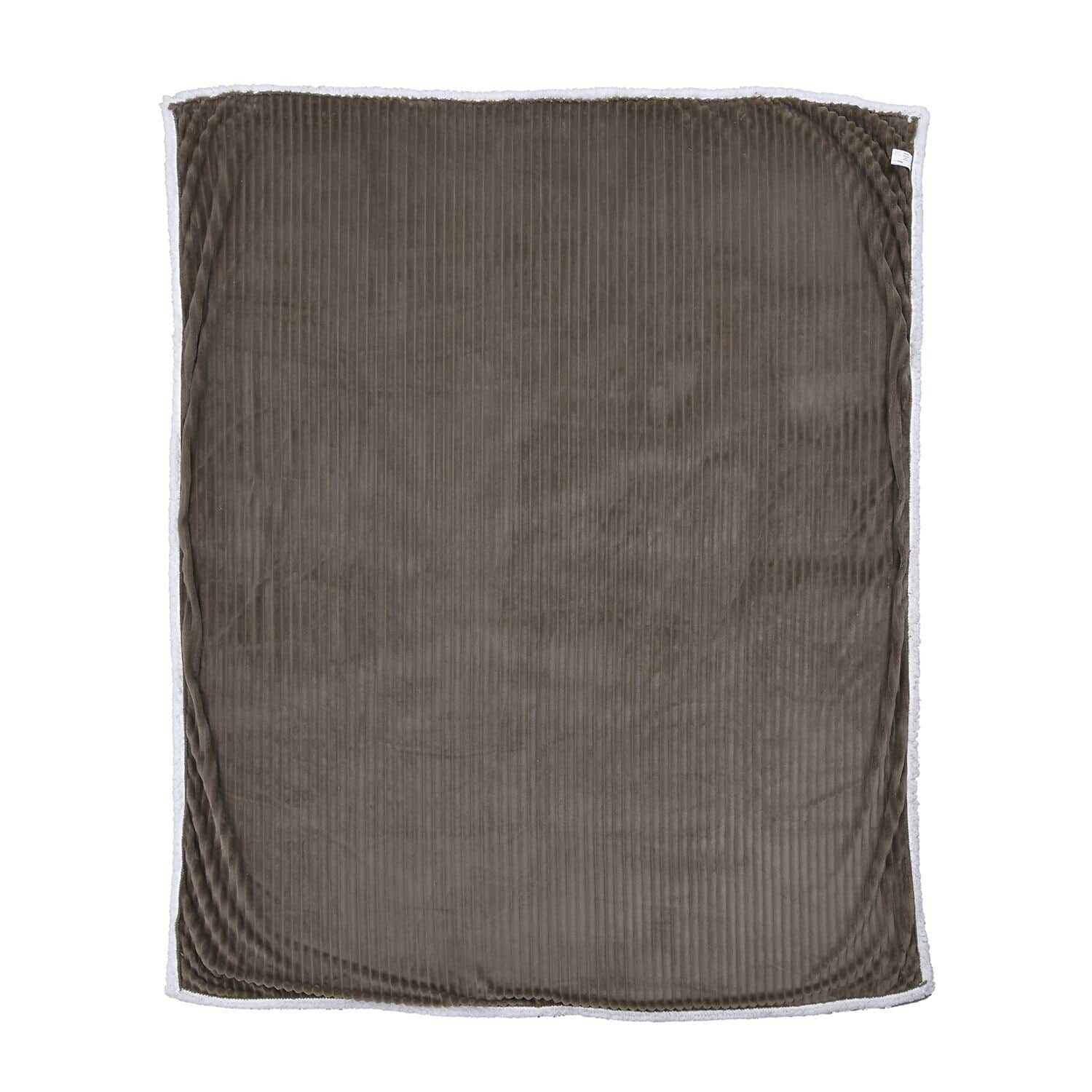 2-Lagige Flanelldecke mit Sherpa-Futter,150x200 cm, Kord-Grau