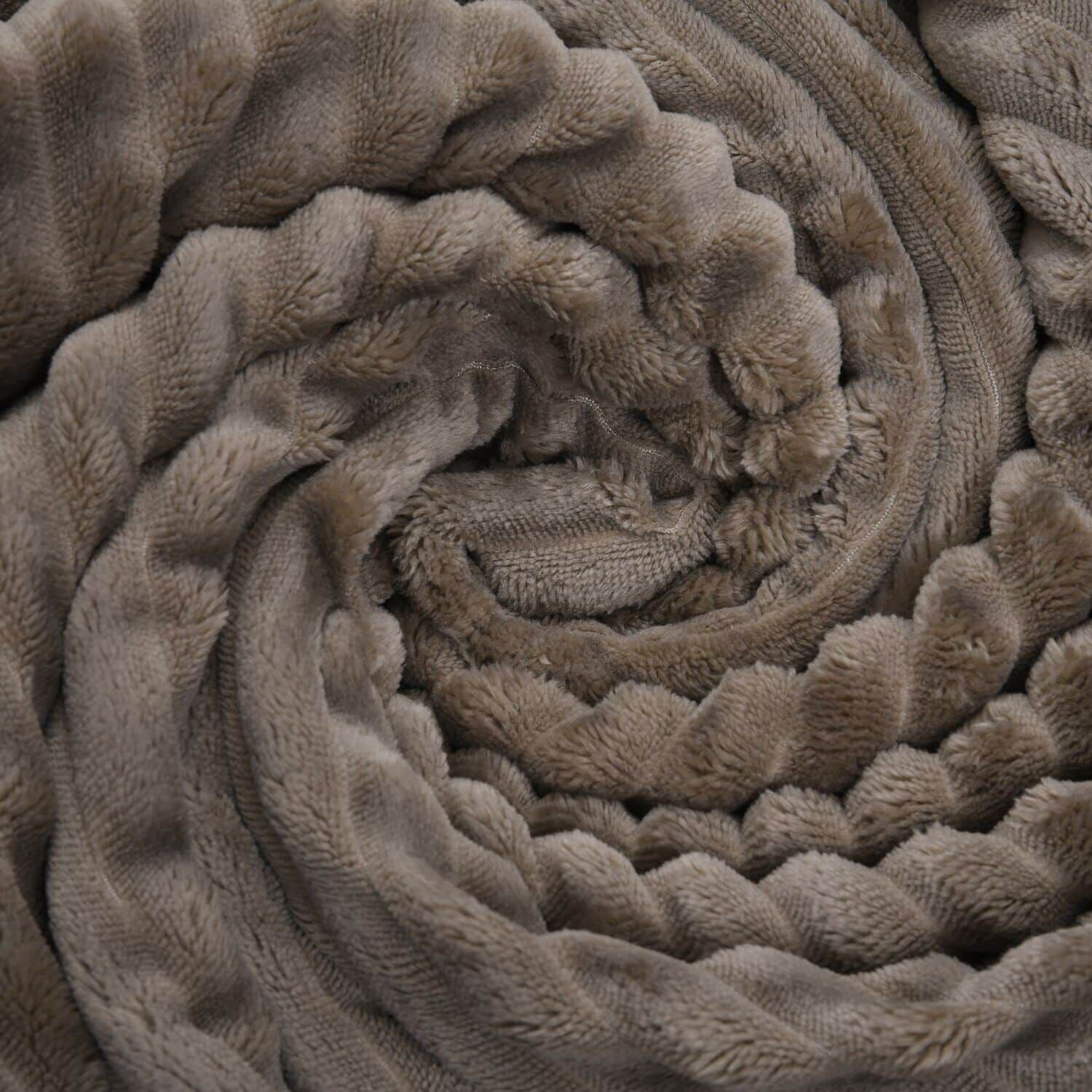 2-Lagige Flanelldecke mit Sherpa-Futter,150x200 cm, Kord-Grau