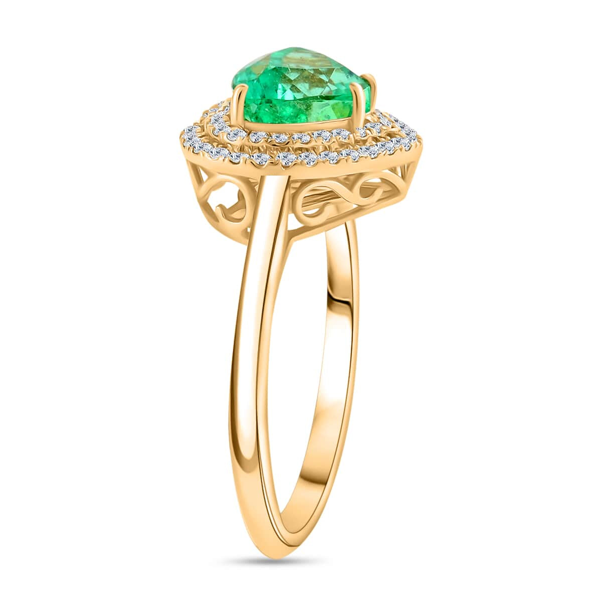 ONE OF A KIND - AAA Kolumbianischer Smaragd, Weißer Diamant Ring 750 Gold (Größe 18.00) ca. 2.21 ct