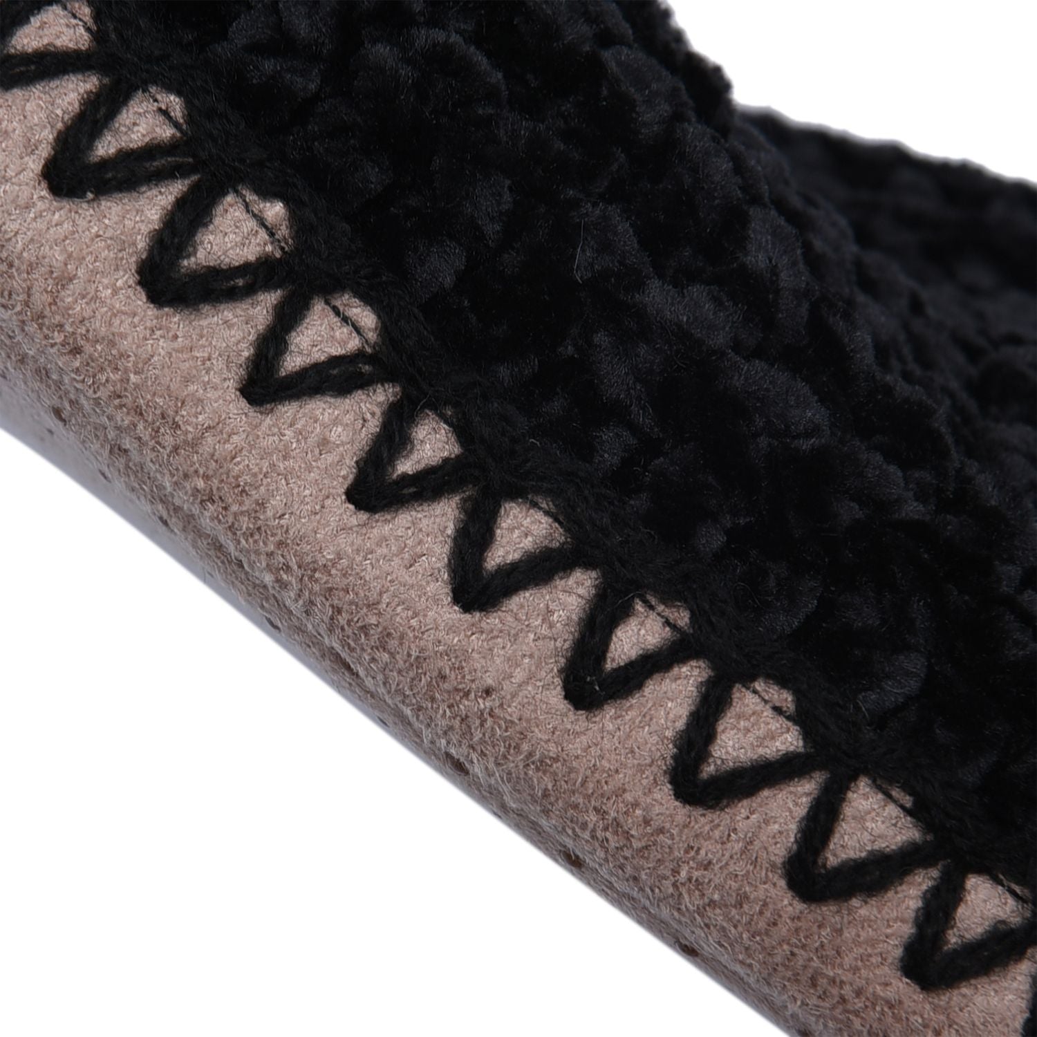 1 paar rutschfeste und gestrickte Hausschuhe mit Fellfutter, Größe S, Schwarz