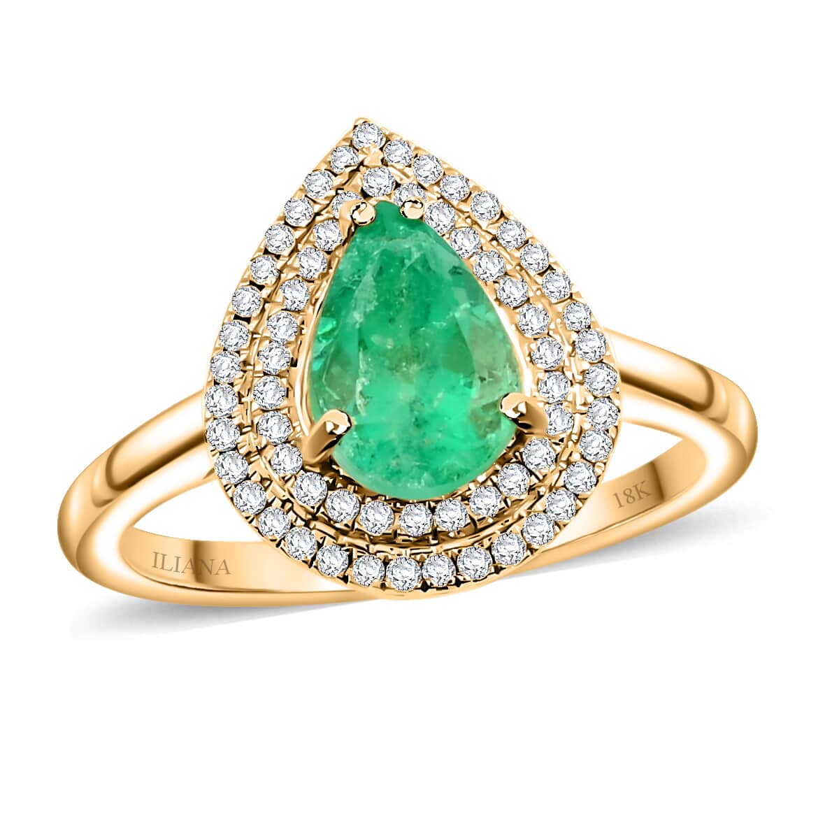 Iliana AAA Kolumbianischer Smaragd, Weißer Diamant Ring 750 Gold (Größe 17.00) ca. 1.70 ct