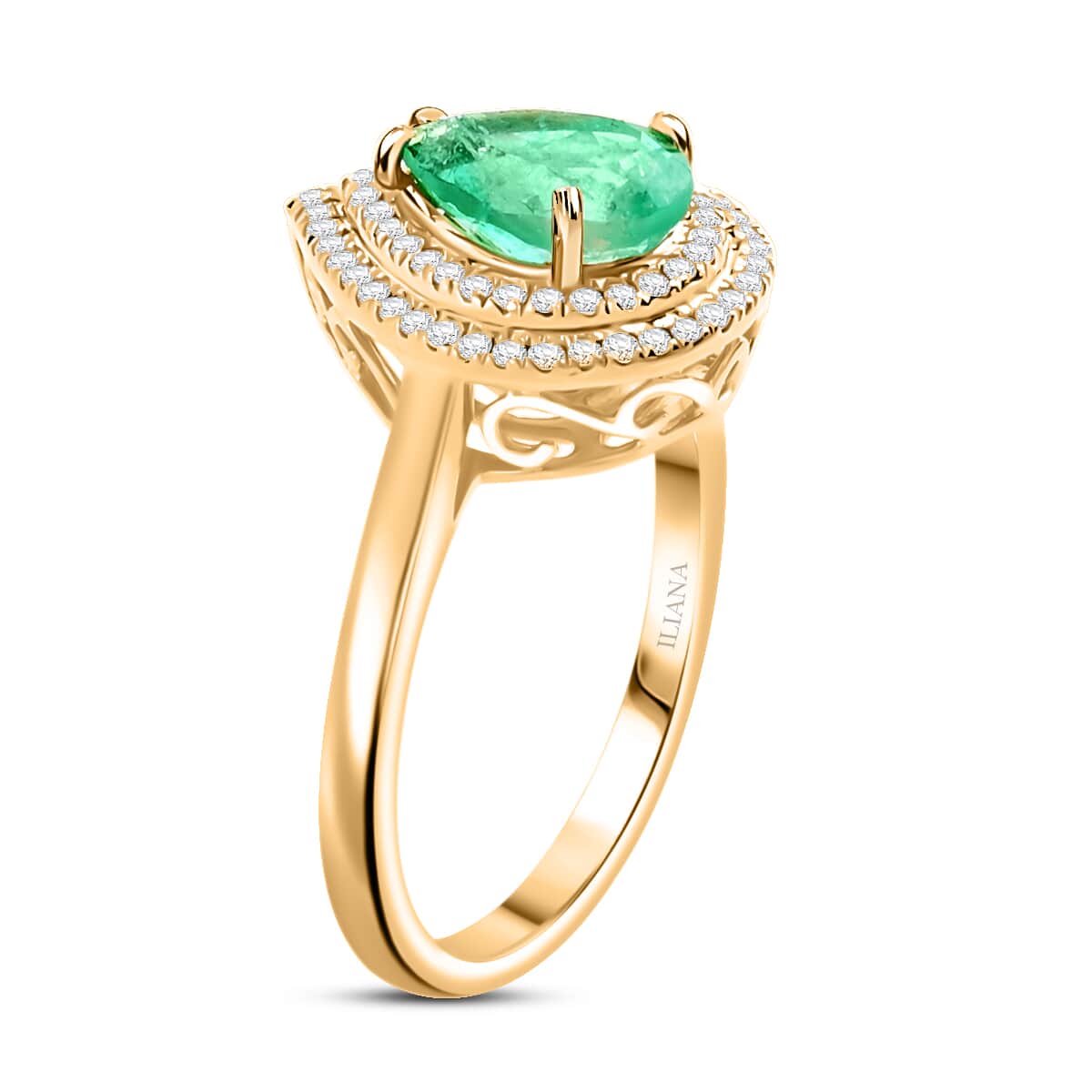 Iliana AAA Kolumbianischer Smaragd, Weißer Diamant Ring 750 Gold (Größe 17.00) ca. 1.70 ct