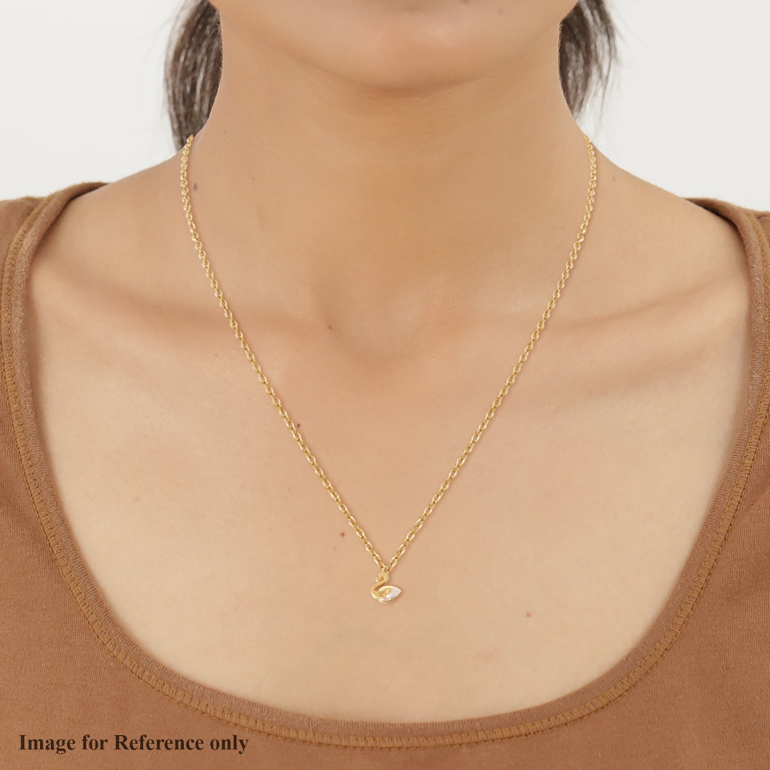 Weißer Kristall Schwan-Anhänger mit Kette, 40 cm, Edelstahl