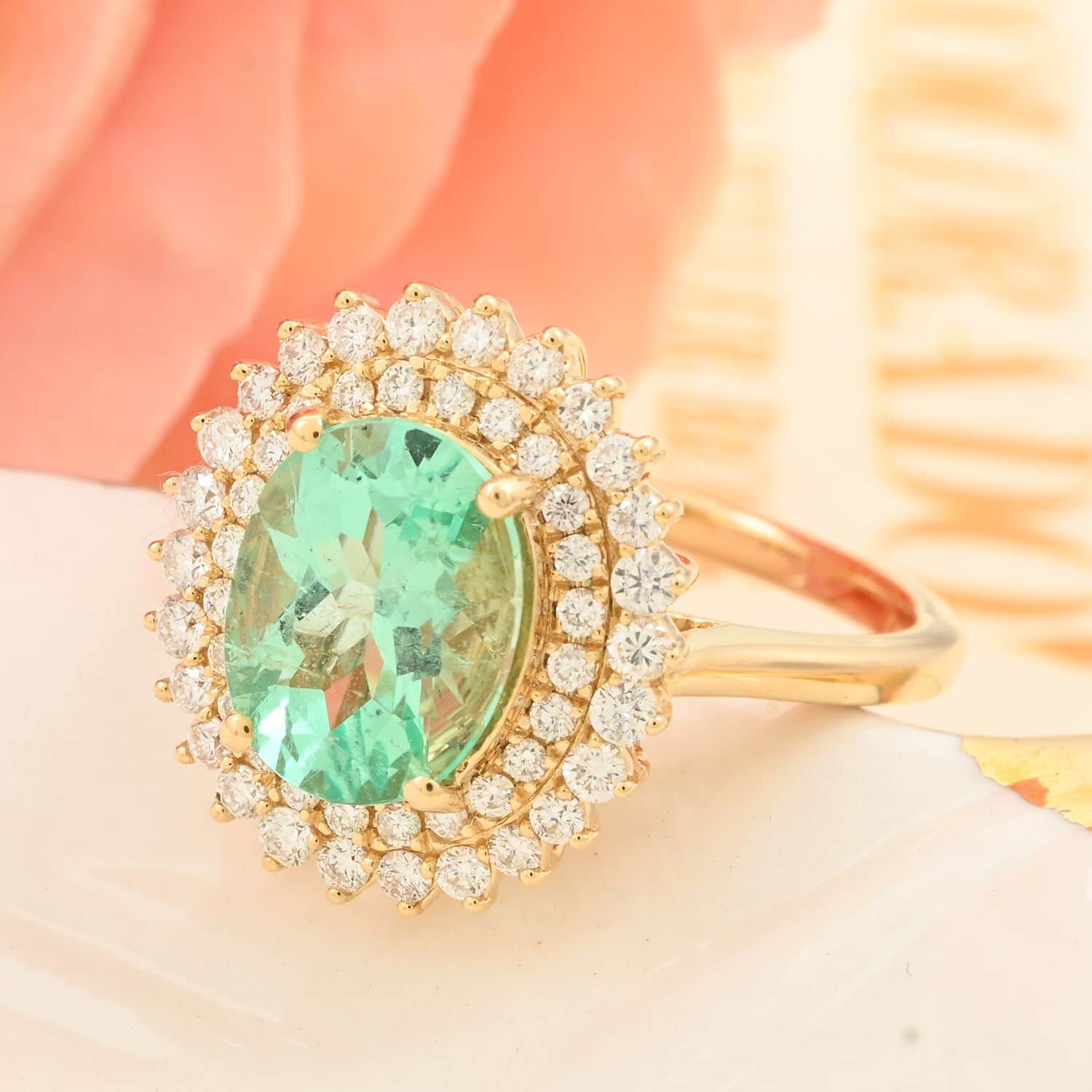 Iliana AAA Kolumbianischer Smaragd, Weißer Diamant Ring 750 Gold (Größe 17.00) ca. 3,00 ct