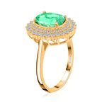 Iliana AAA Kolumbianischer Smaragd, Weißer Diamant Ring 750 Gold (Größe 17.00) ca. 3,00 ct