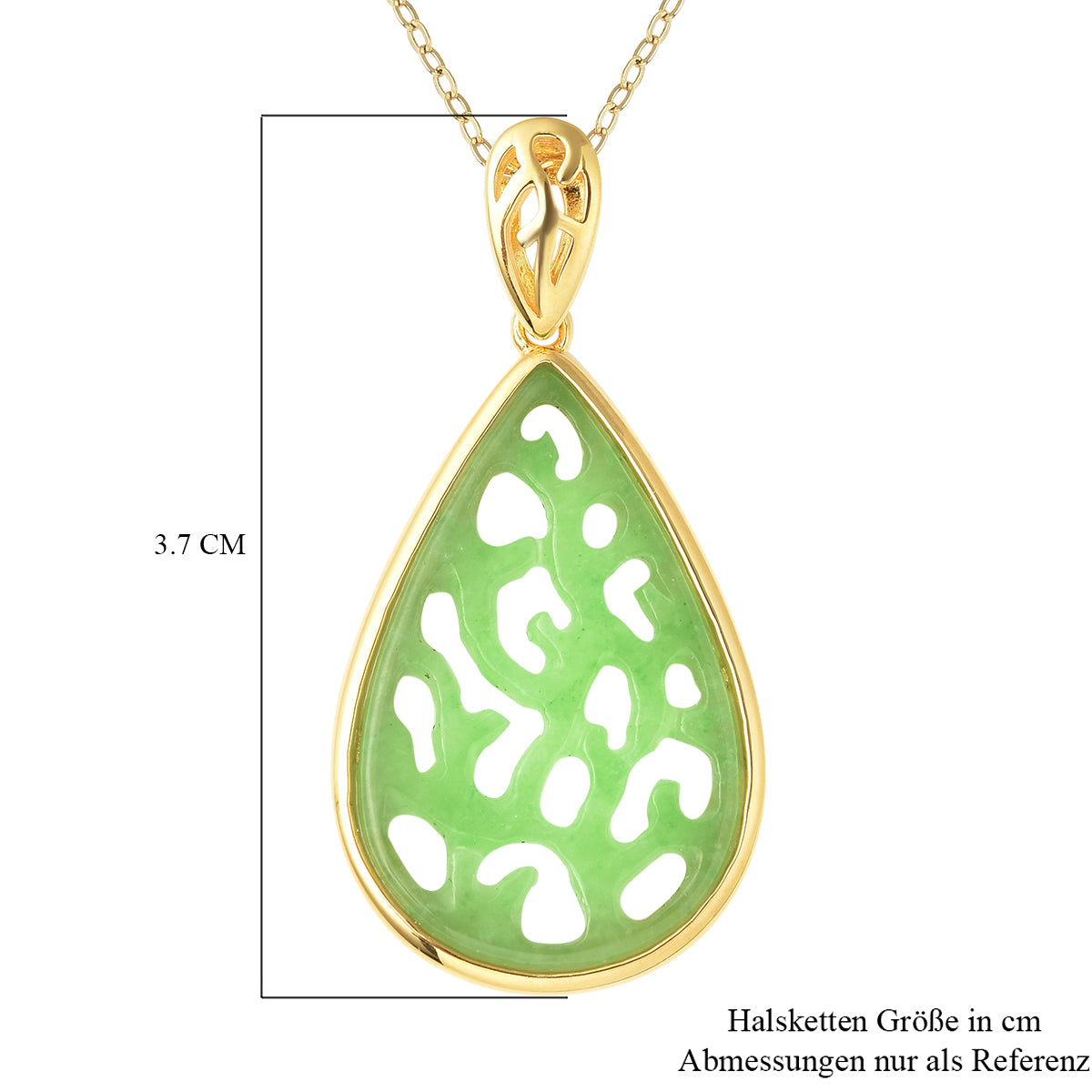 Grüne Jade Anhänger mit Kette 45 cm 925 Silber vergoldet ca. 5,25 ct