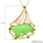 Grüne Jade und Natürlicher Chromdiopsid Anhänger mit Kette 45 cm 925 Silber rhodiniert ca. 10,69 ct