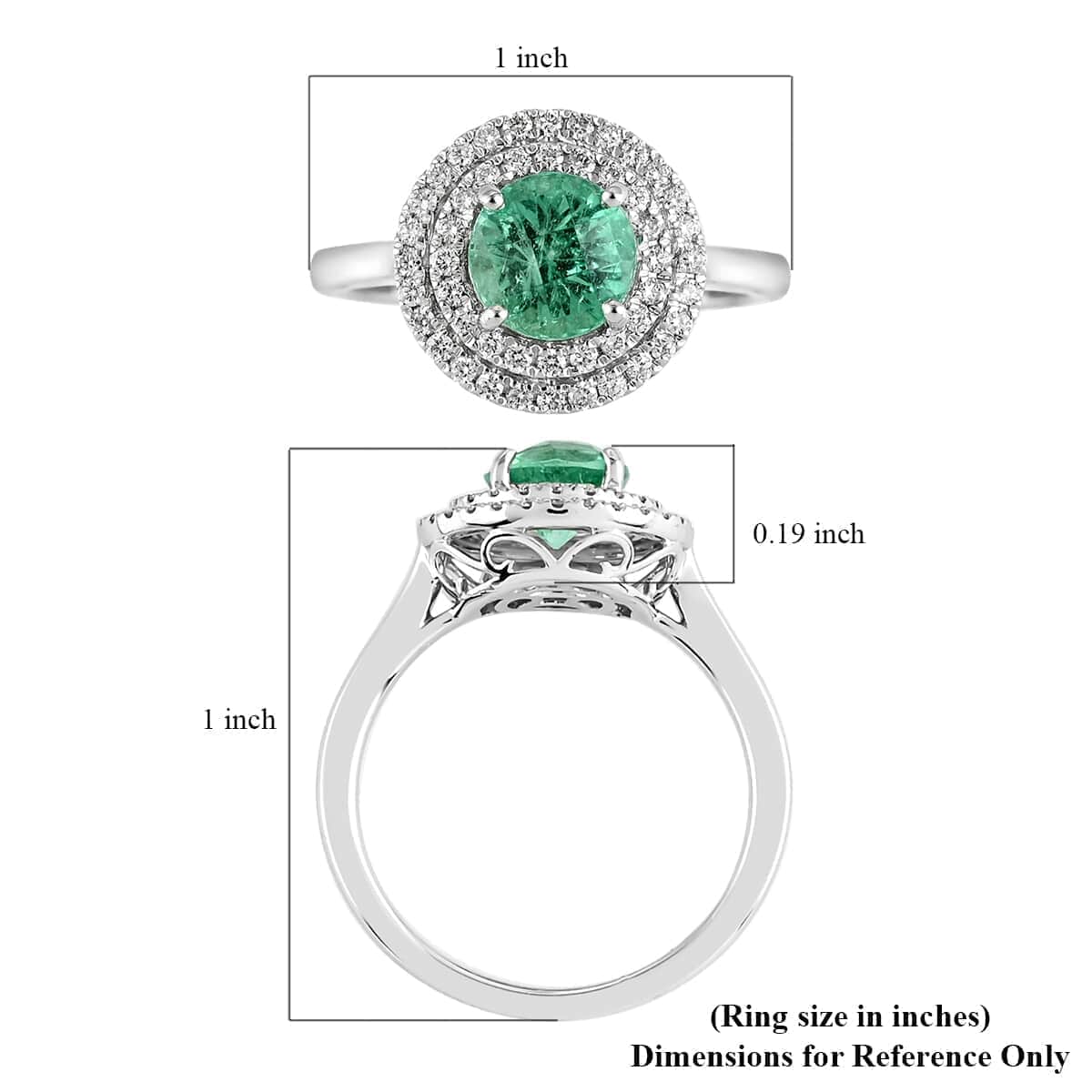 Rhapsody AAAA Kolumbianischer Smaragd, Weißer Diamant Ringe 950 Platin (Größe 16.50) ca. 1.20 ct