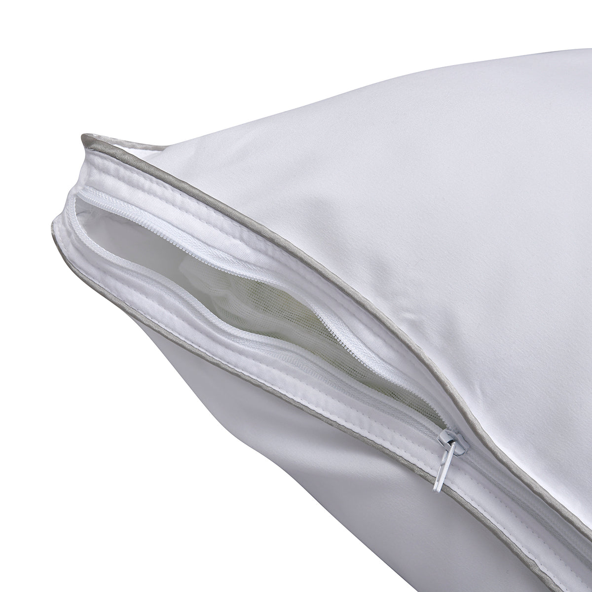 Serenity Night - 2er Set Hypoallergen Satin-Kissenbezug mit Kunstdauen und silber Paspelierung