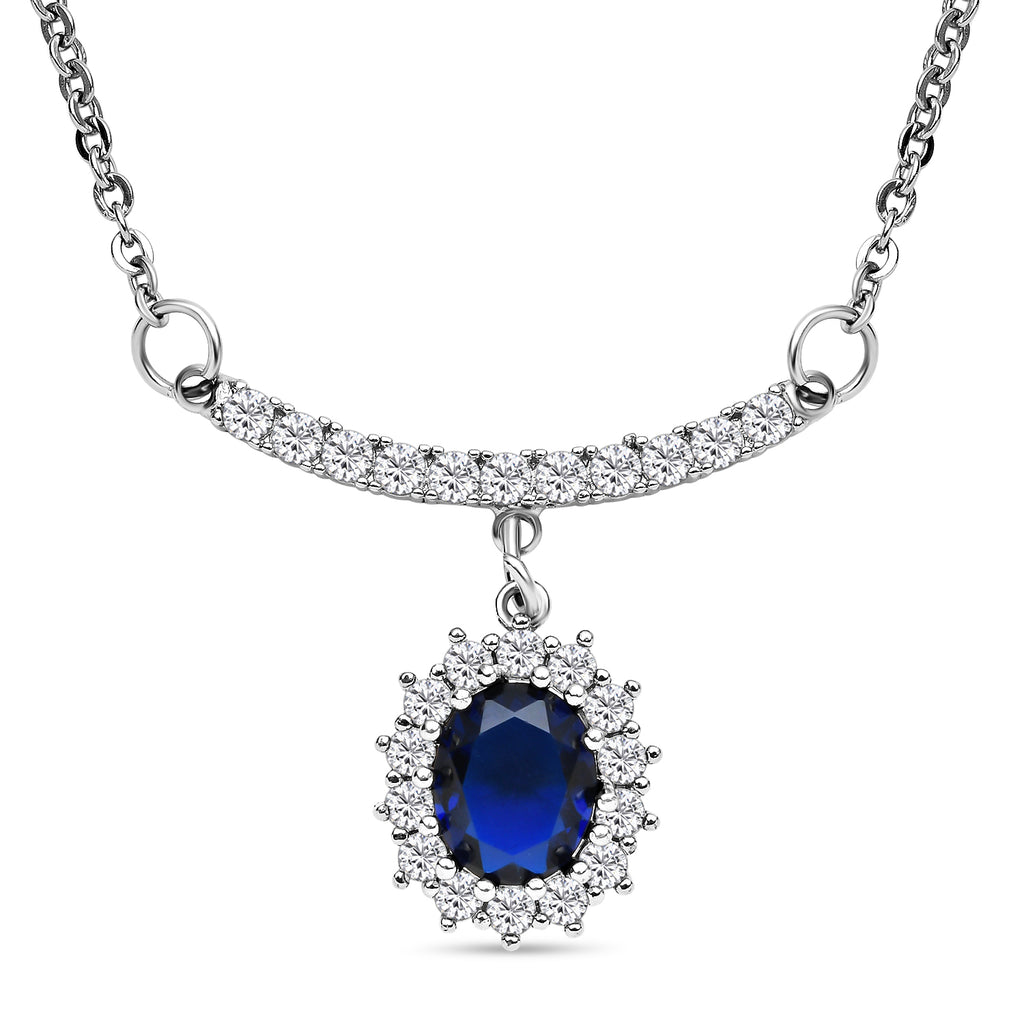 Glas und weiße Zirkonia-Halskette, ca. 50 cm, reines Messing ca. 1.50 ct