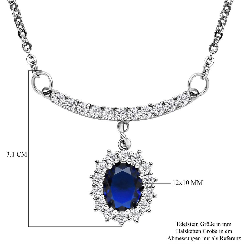 Glas und weiße Zirkonia-Halskette, ca. 50 cm, reines Messing ca. 1.50 ct