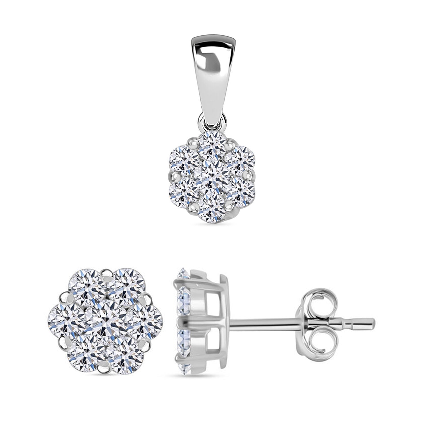 LUXURIANT DIAMOND Schmuckset: SI Labor Diamant Ohrringe & Anhänger - 0,51 ct.
