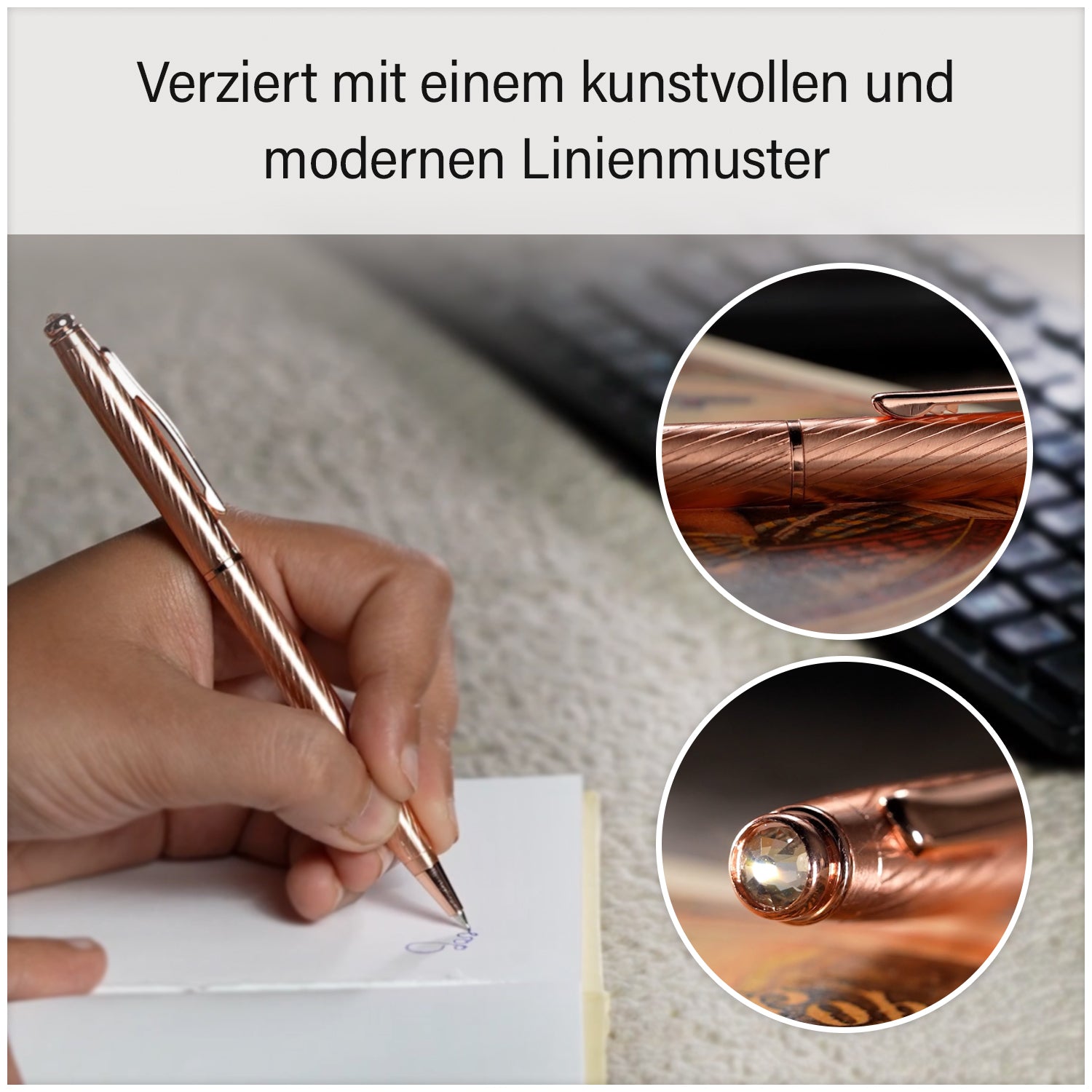 Hardcover Notizbuch mit Kupfer Kugelschreiber, Zirkus-Muster, grün