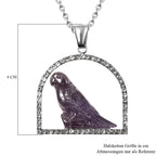 Afrikanischer Amethyst und Kristall Spatz-Anhänger mit Kette, 50 cm in Edelstahl ca. 17,10 ct