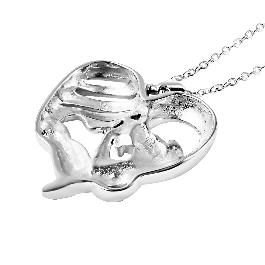 Weißer Kristall Herz-Anhänger mit Kette, ca. 50 cm, Edelstahl