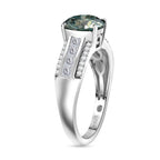 D'Joy blauer und weißer Moissanit Ring und Anhänger mit Kette