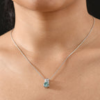 D'Joy blauer und weißer Moissanit Ring und Anhänger mit Kette