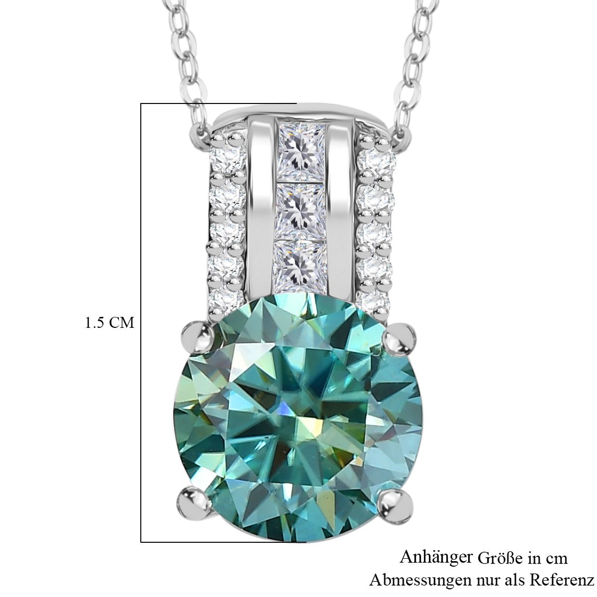 D'Joy blauer und weißer Moissanit Ring und Anhänger mit Kette