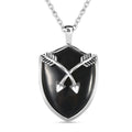 Schwarz gefärbter Achat Anhänger mit Kette, 60 cm, Edelstahl ca. 26,30 ct