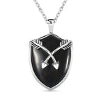 Schwarz gefärbter Achat Anhänger mit Kette, 60 cm, Edelstahl ca. 26,30 ct
