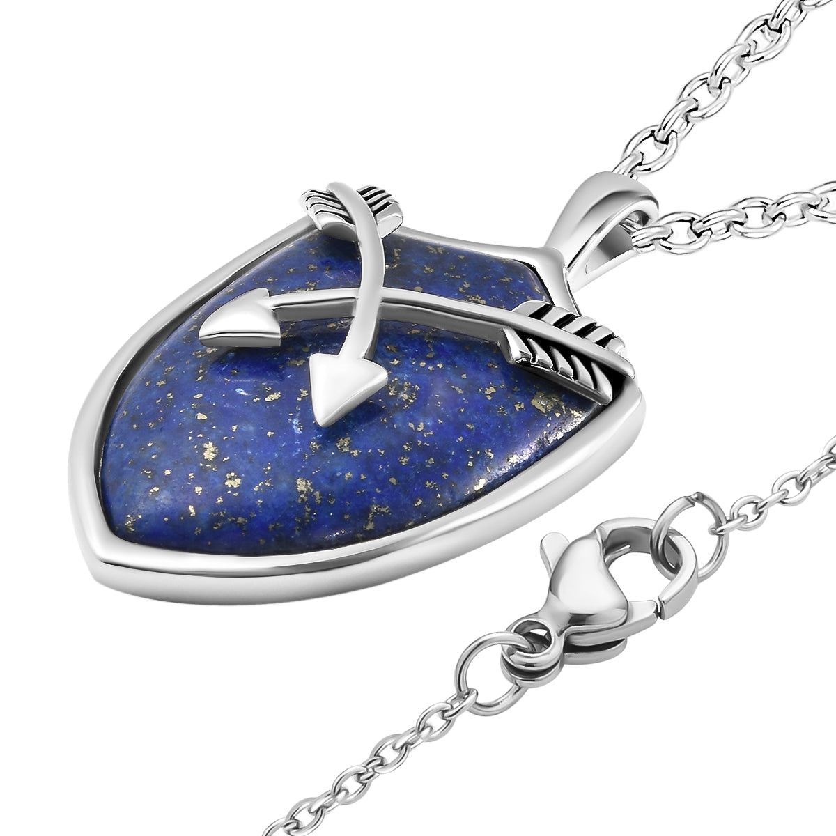 Lapislazuli Anhänger mit Kette, 60 cm, Edelstahl ca. 27,90 ct
