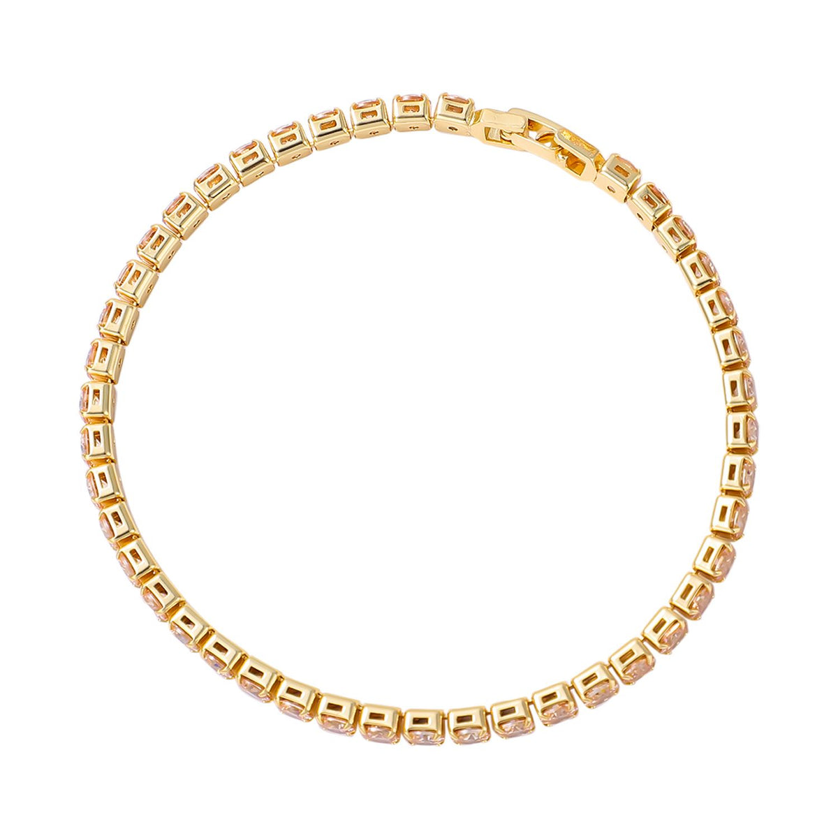 4er Set, Champagner Zirkonia Armband, Anhänger mit Kette und Ohrringen, Messing ca. 17.60 ct