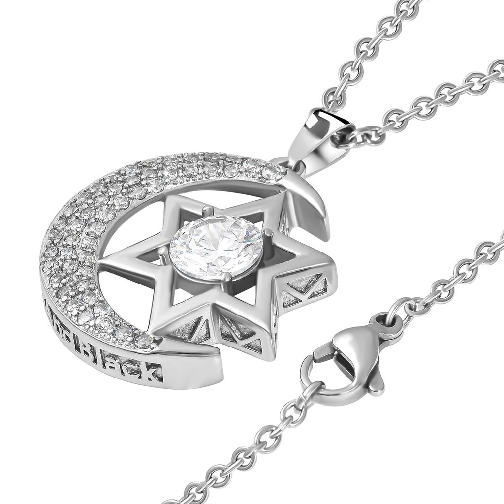 Weißer Zirkonia Anhänger mit Kette 60 cm Edelstahl ca. 3,00 ct