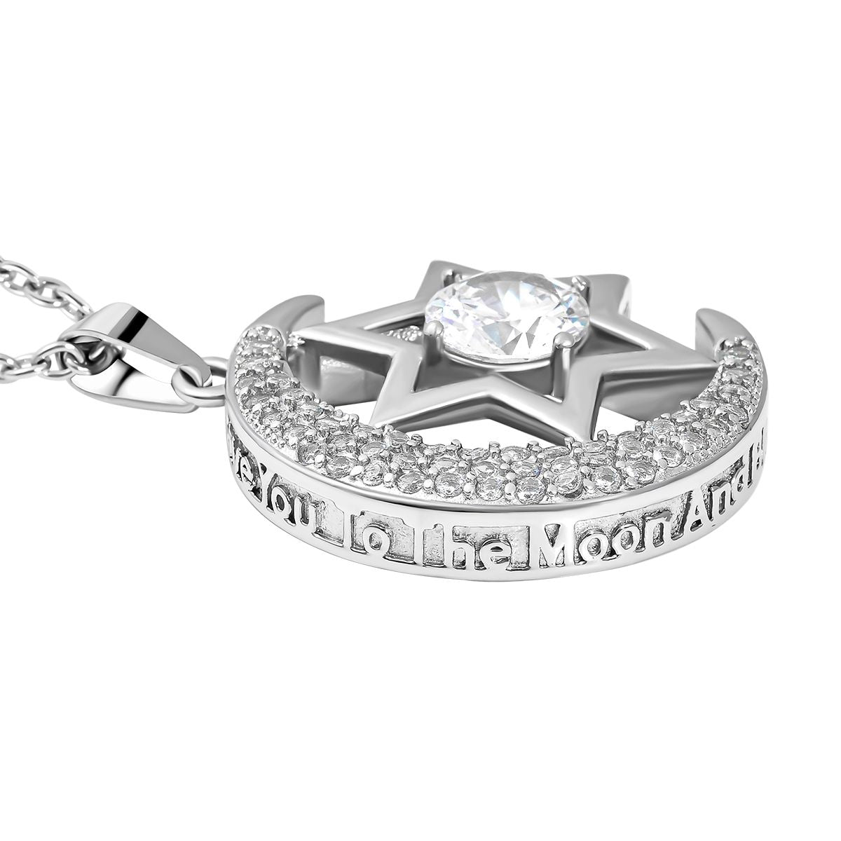 Weißer Zirkonia Anhänger mit Kette 60 cm Edelstahl ca. 3,00 ct