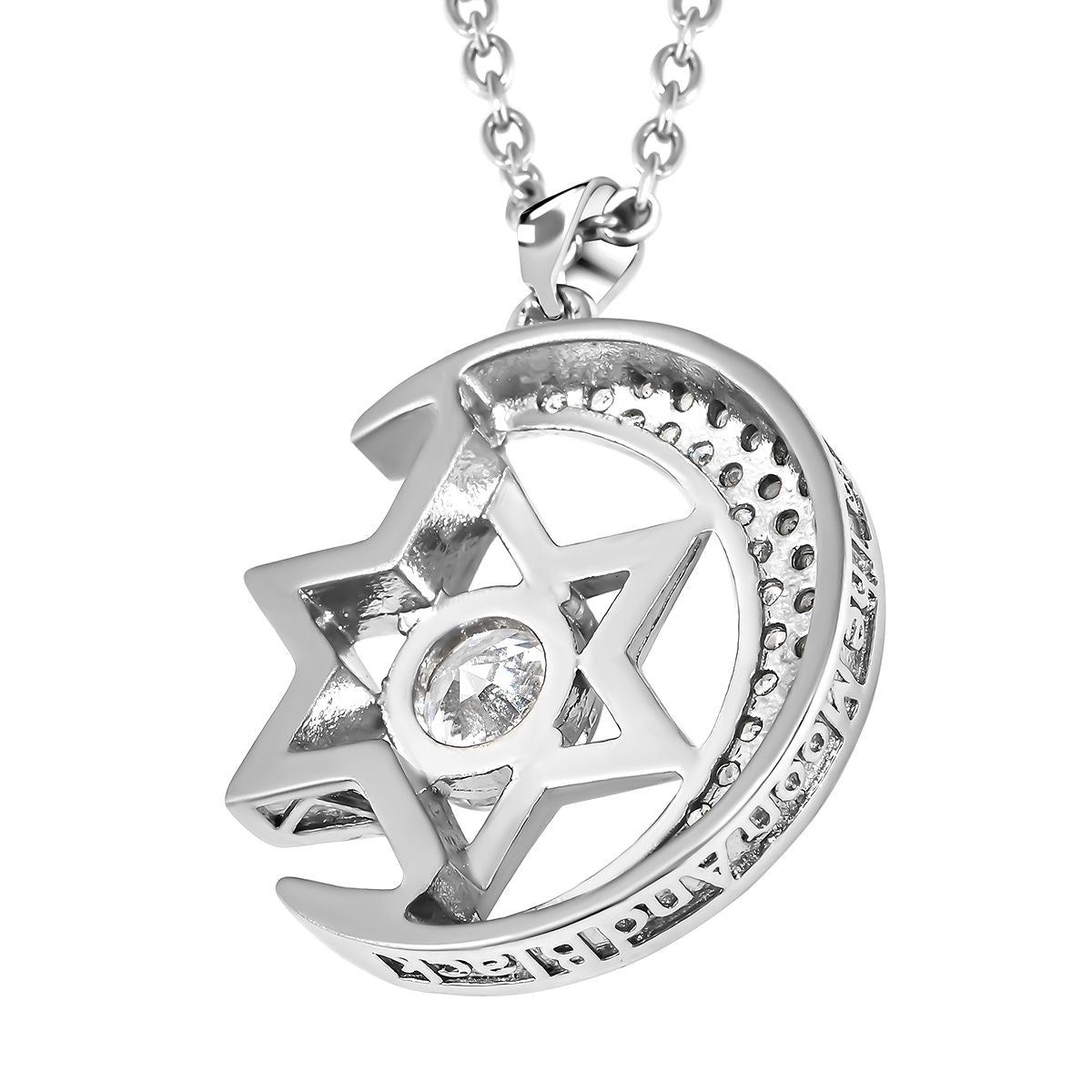 Weißer Zirkonia Anhänger mit Kette 60 cm Edelstahl ca. 3,00 ct