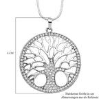 Lebensbaum, weißer Kristall-Anhänger mit Kette, 71+5cm, silberfarben