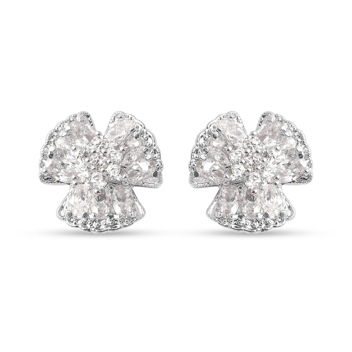 2er-Set Weißer Zirkonia Ohrringe und Anhänger mit Kette 40+5 cm Edelstahl, Rosefarben ca. 4,50 ct