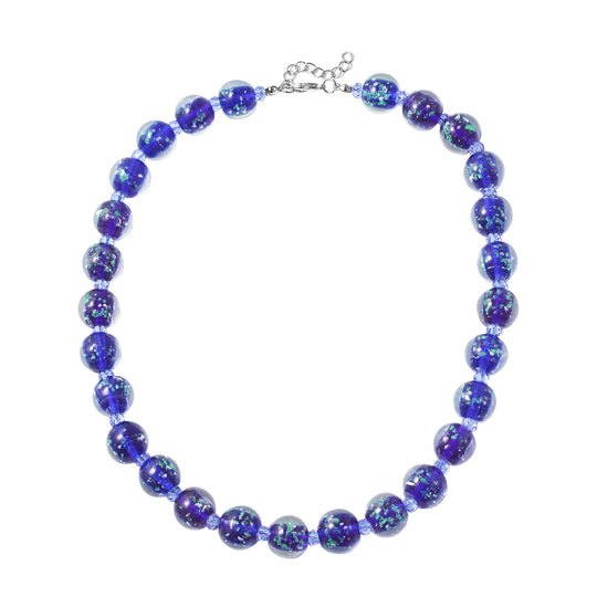 Murano-Stil - blaue Glas-Halskette und Ohrringe