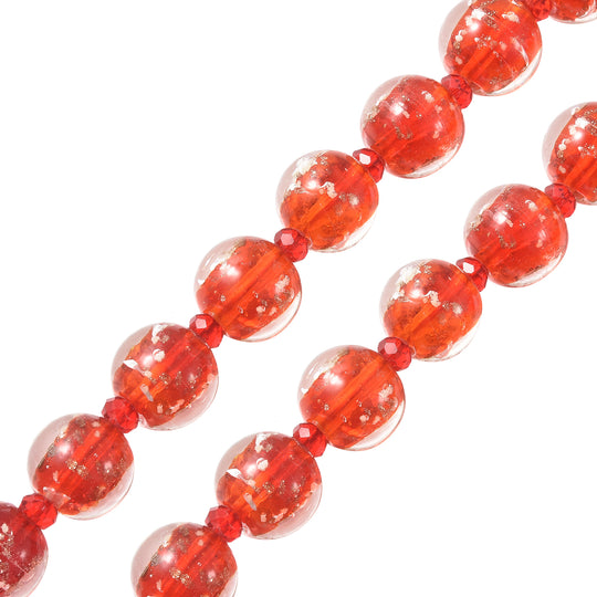 Murano-Stil - rote Glas-Halskette und Ohrringe