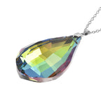 Glas Anhänger mit Kette, Grün Tropfen, Edelstahl ca. 240.00 ct
