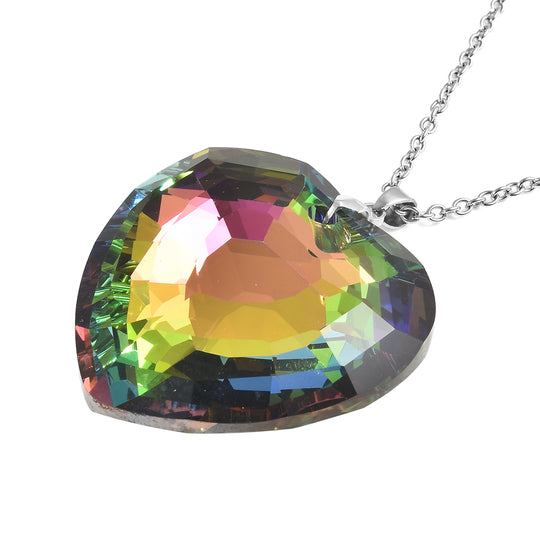 Glas-Anhänger mit Kette, Grün Herz, Edelstahl ca. 165,00 ct