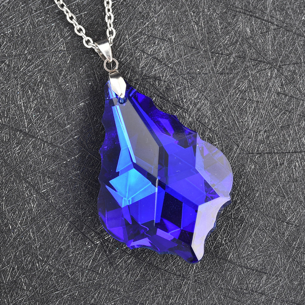 Blauer Kristall-Anhänger mit Kette, ca. 60 cm, Edelstahl