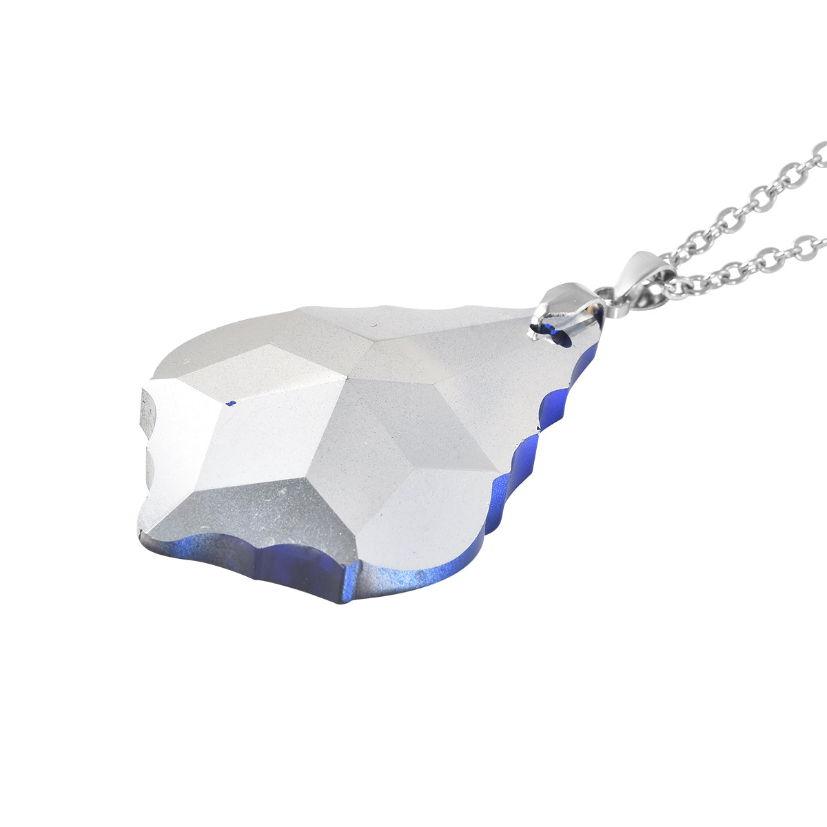 Blauer Kristall-Anhänger mit Kette, ca. 60 cm, Edelstahl