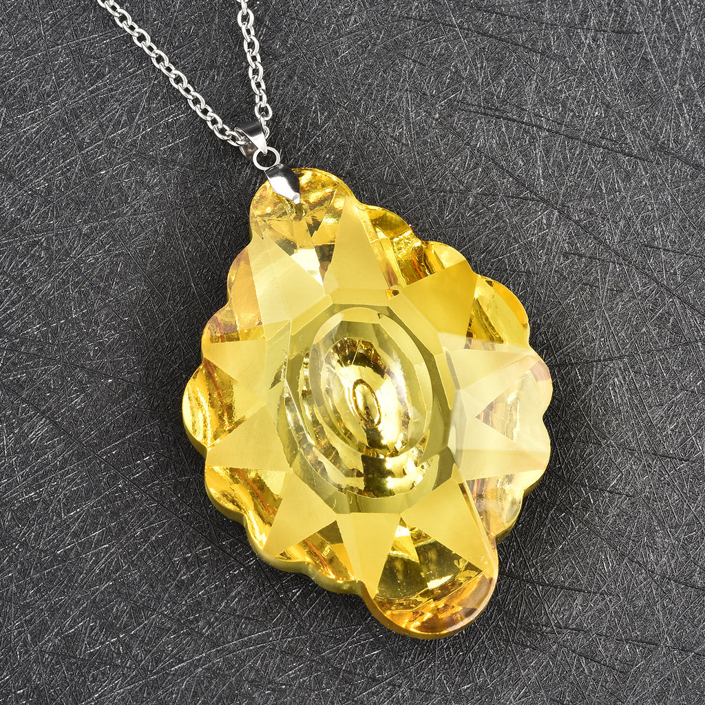 Gelber Kristall-Anhänger mit Kette, ca. 60 cm, Edelstahl