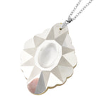 Gelber Kristall-Anhänger mit Kette, ca. 60 cm, Edelstahl