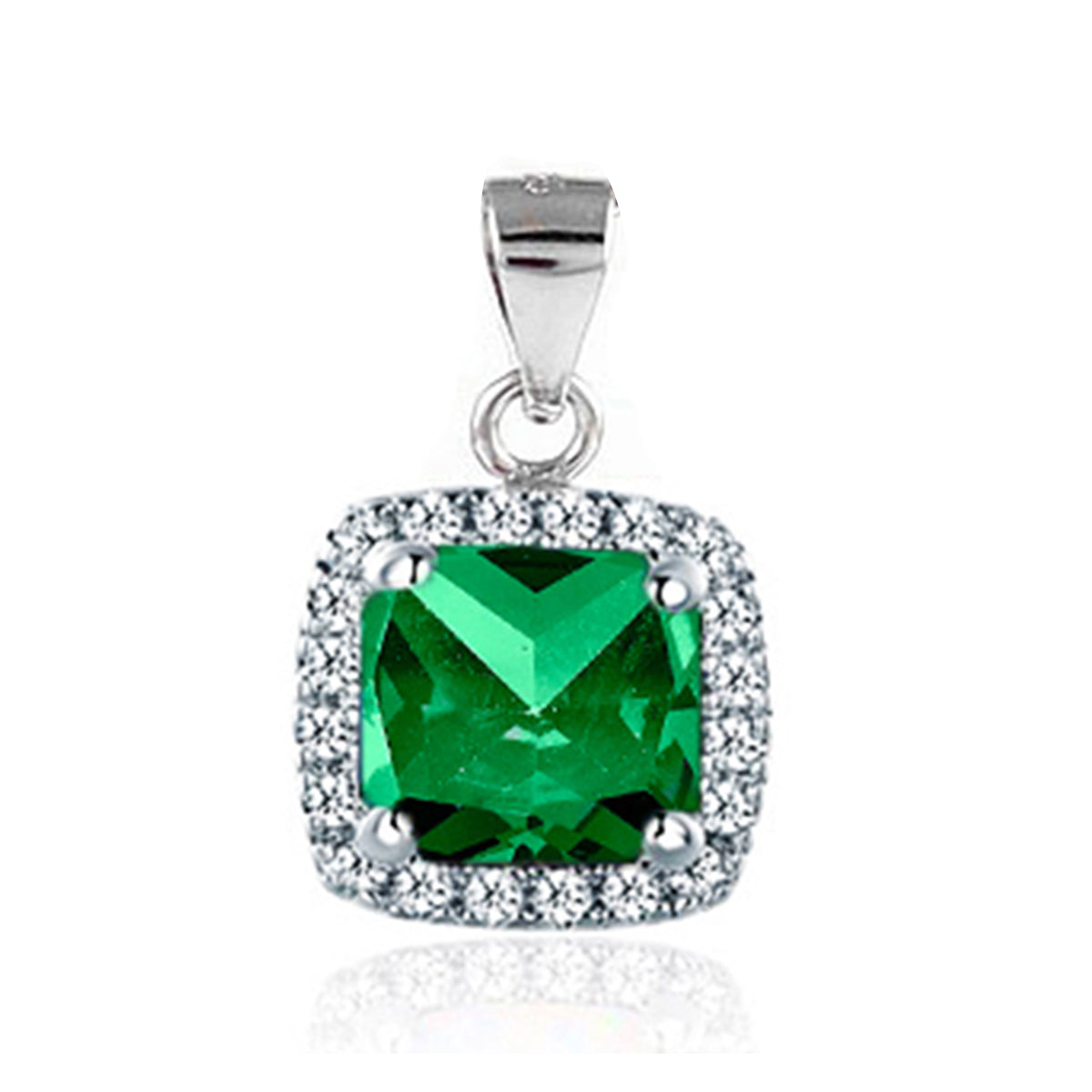 Grüner Zirkonia-Anhänger, 925 Silber rhodiniert