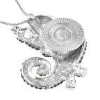 Mehrfarbige Chamäleon Kristall-Brosche, Anhänger mit Kette, 60 cm, silberfarben