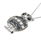 Mehrfarbige Kristall und Glas Eulen-Brosche, Anhänger mit Kette, 60 cm, silberfarben ca. 4,00 ct