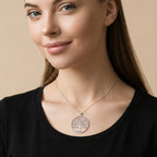 Weißer Kristall und Glas Lebensbaum-Anhänger mit Kette, 74+6 cm, silberfarben