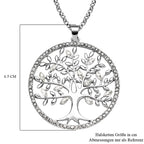 Weißer Kristall und Glas Lebensbaum-Anhänger mit Kette, 74+6 cm, silberfarben