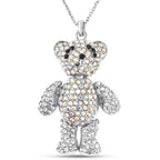Mehrfarbiger Kristall Teddybär-Anhänger mit Kette, ca. 60+5 cm, Edelstahl