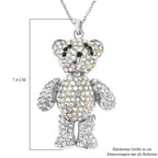 Mehrfarbiger Kristall Teddybär-Anhänger mit Kette, ca. 60+5 cm, Edelstahl